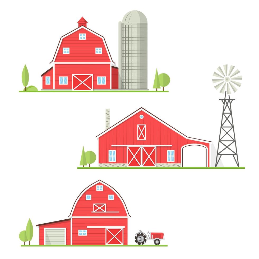 Set of thin line american farm icon. vector