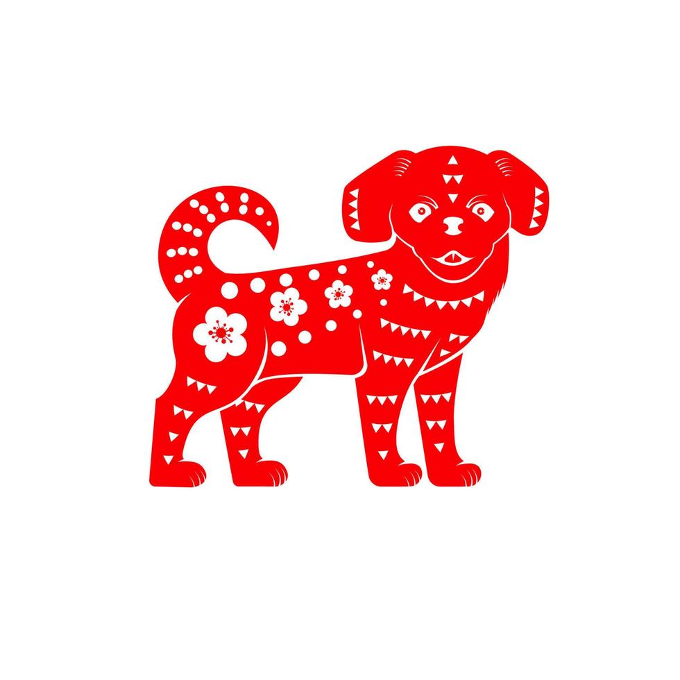 perro chino rojo sobre fondo blanco. vector