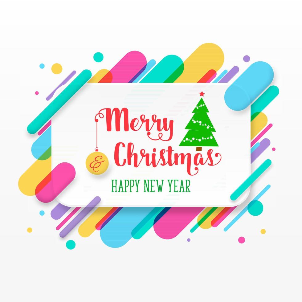 Merry Christmas and Happy New Year greeting card vector
