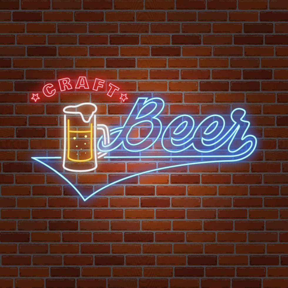 Neon design for bar, pub and restaurant business. vector