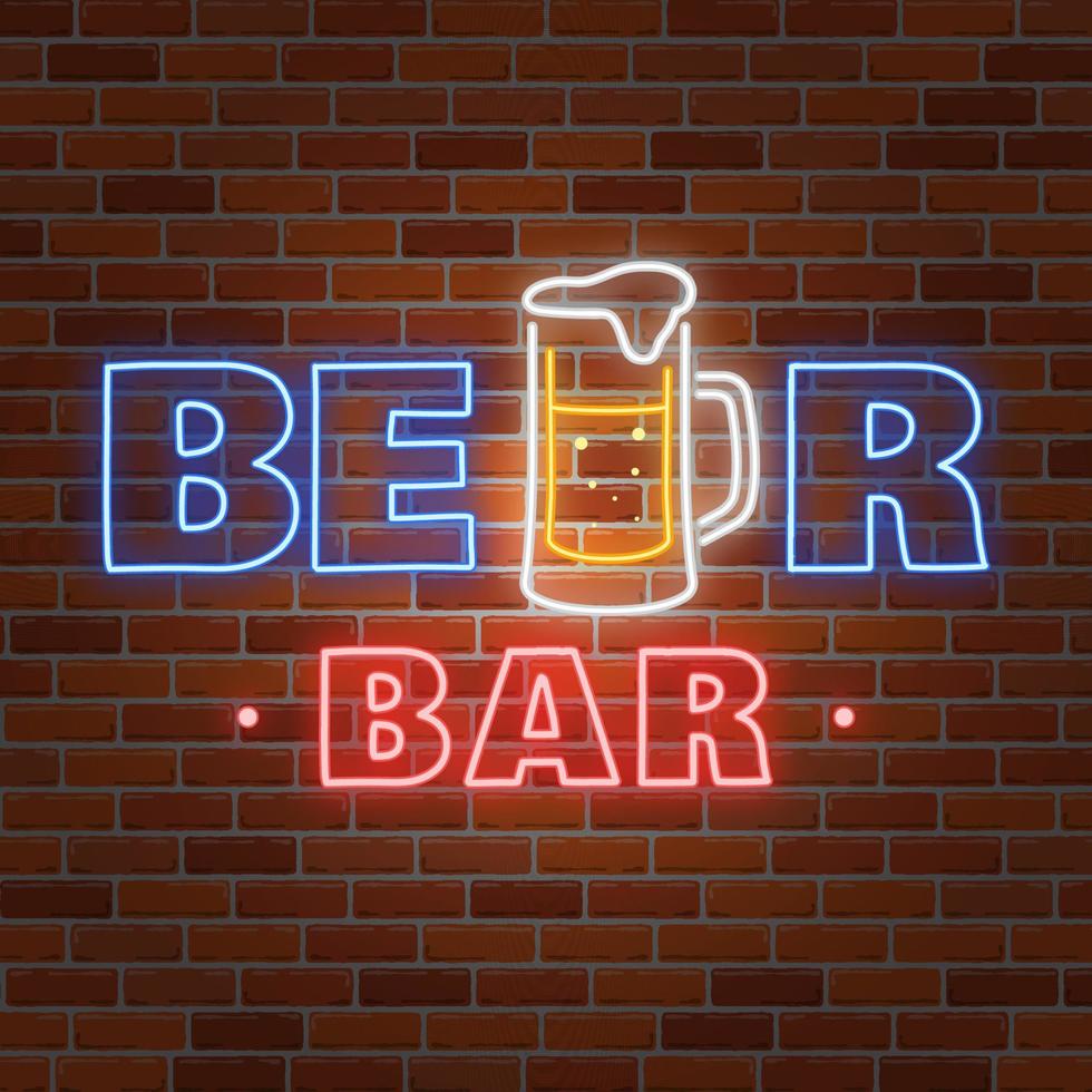 diseño de neón para negocios de bares, pubs y restaurantes. vector