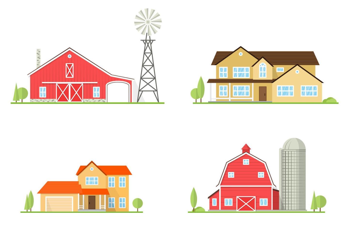 Vector flat icon suburban american house.