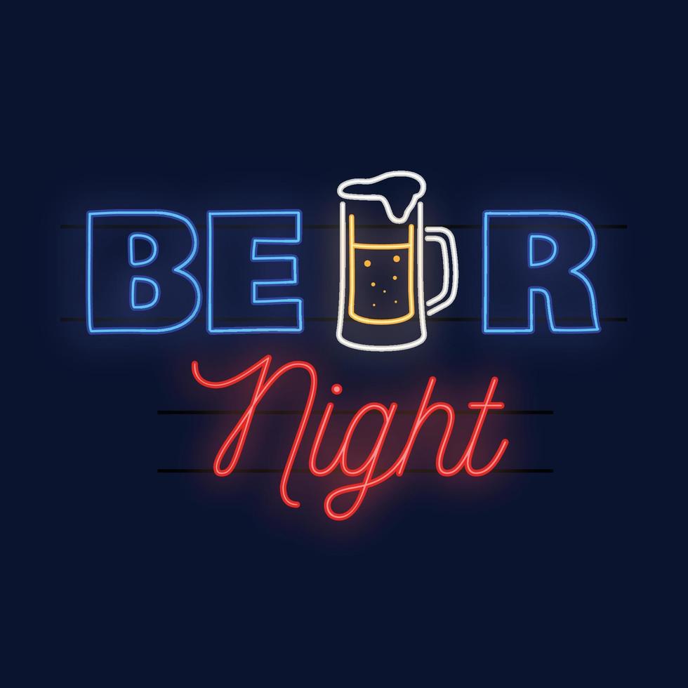 Neon design for bar, pub and restaurant business. vector