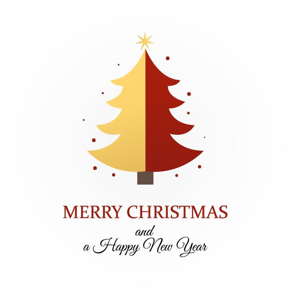 Christmas card with Christmas tree and shining star at the top vector