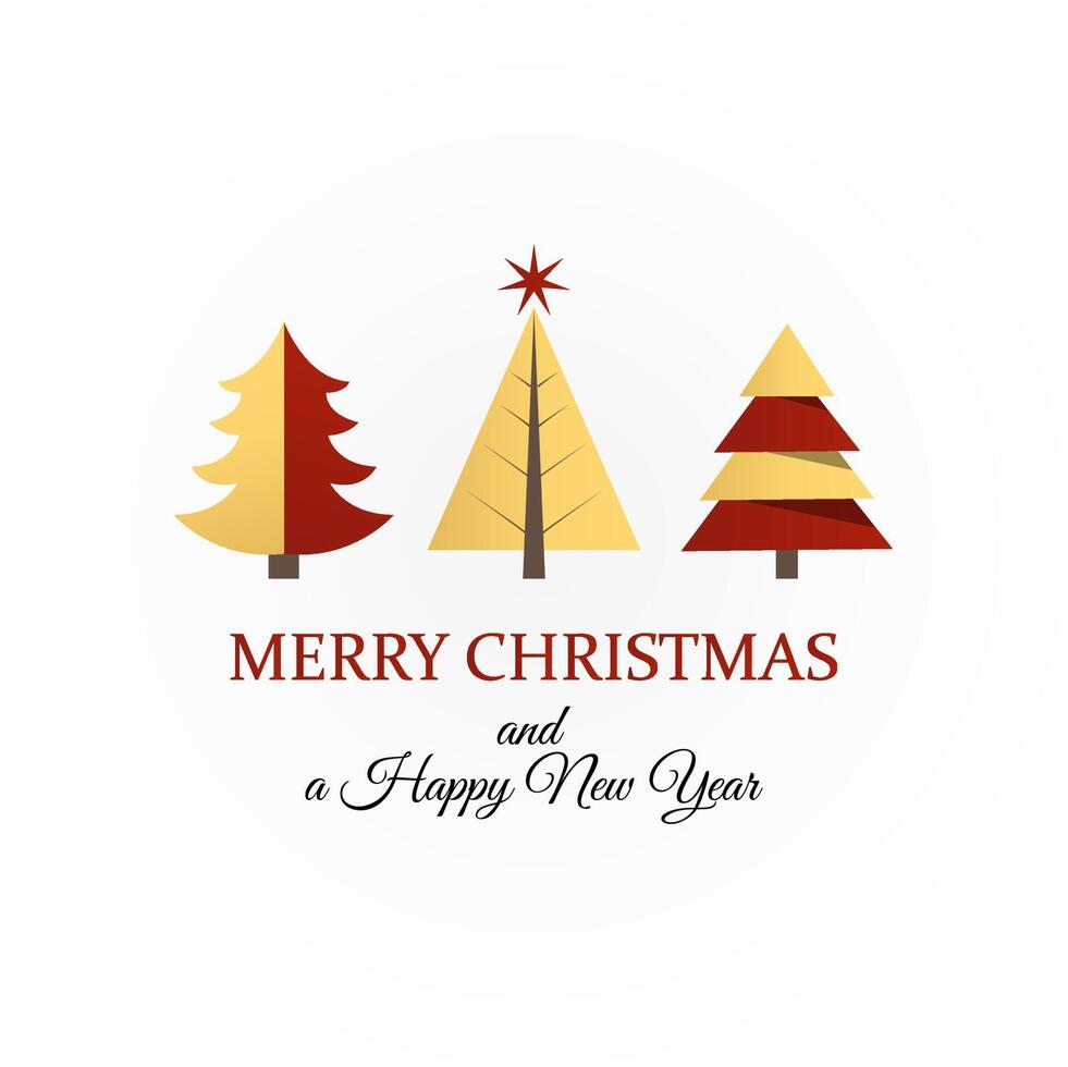 Christmas card with Christmas tree and shining star at the top vector