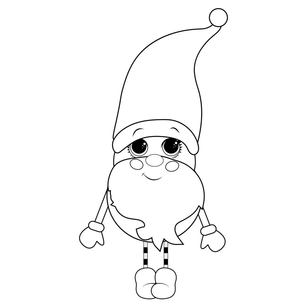 coloring book for children elf. Colorful vector illustration, winters coloring book for kids.Christmas coloring book or page for kids. Christmas elf black and white vector illustration