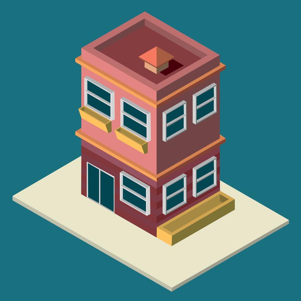 Isometric 3d corner Shop building vector