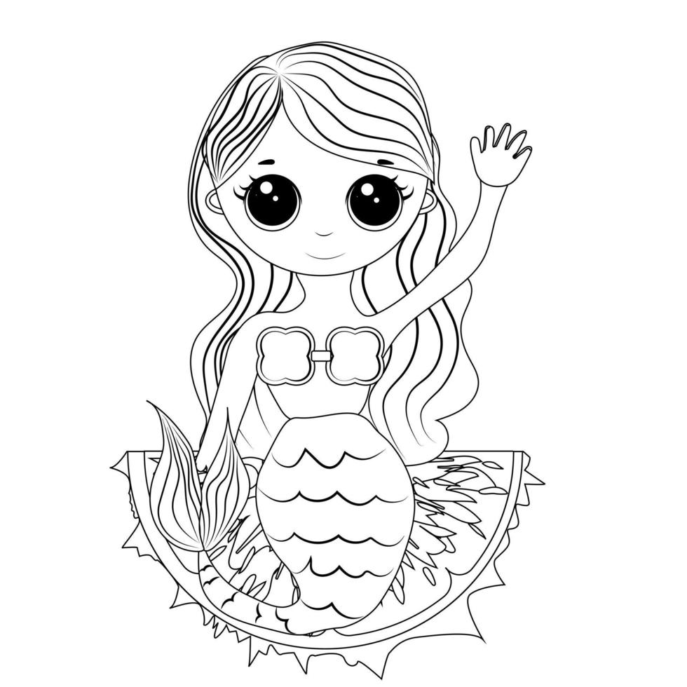 libro para colorear para niños.sirena vector