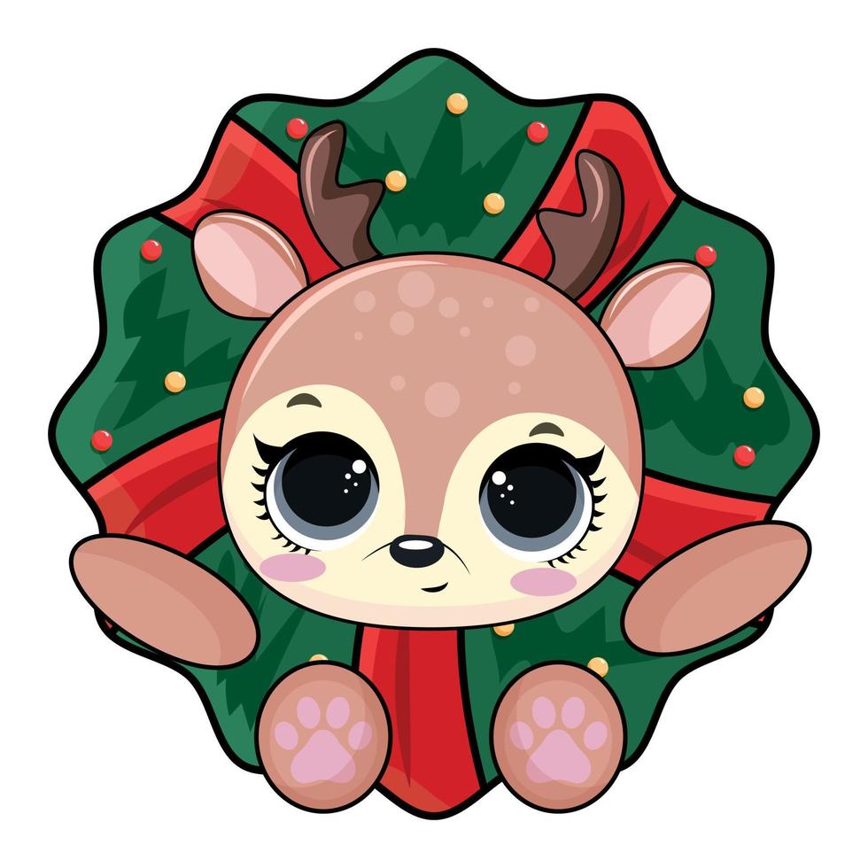 Cute doodle  deer for christmas vector