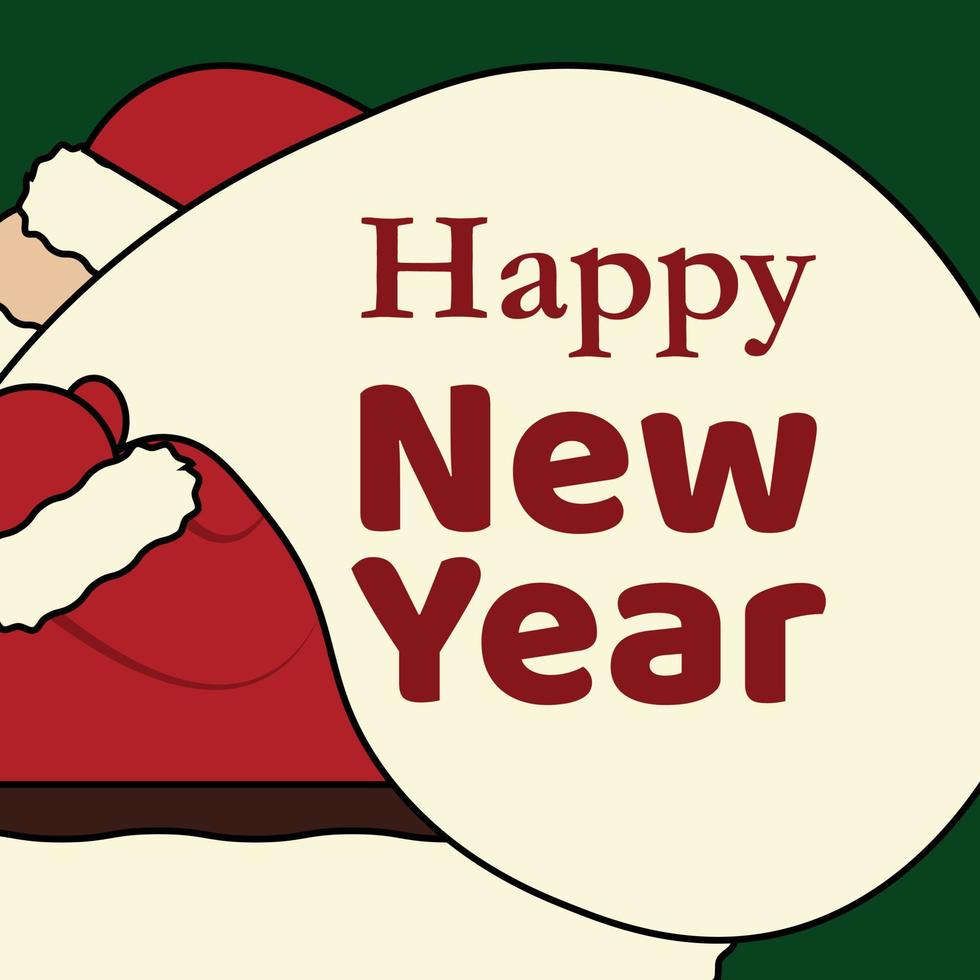 Santa Claus with big signboard. Merry Christmas and Happy New Year Holiday greeting card vector