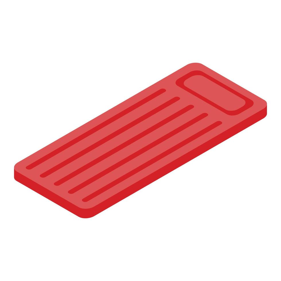 Red inflatable mattress icon, isometric style vector