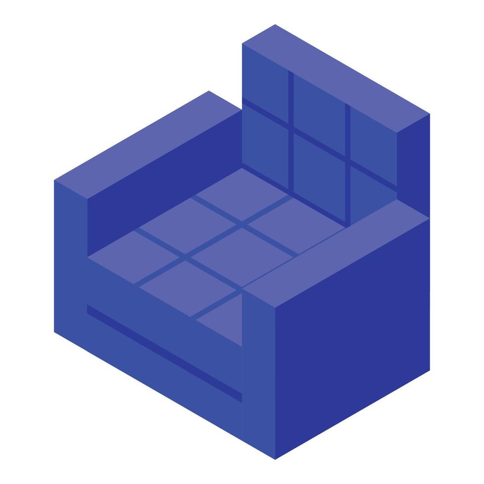 Folding textile armchair icon, isometric style vector