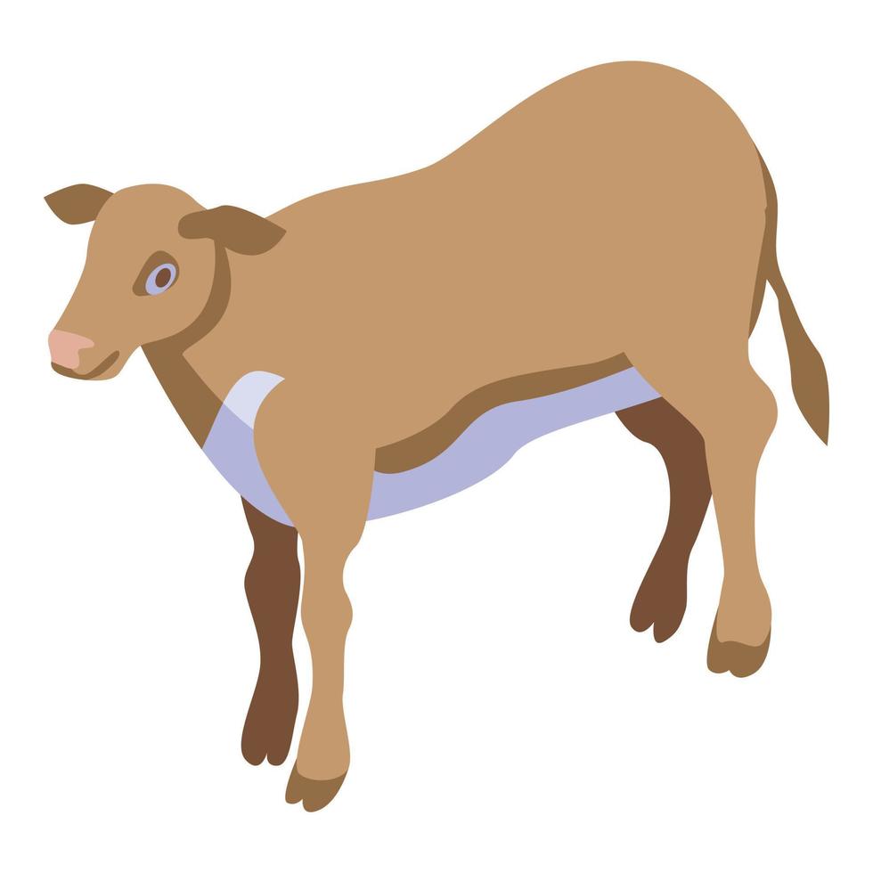 Field cow icon, isometric style vector