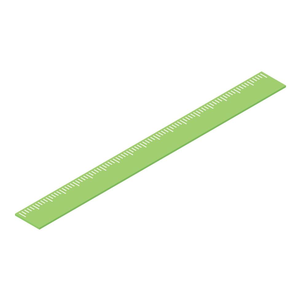 Long green ruler icon, isometric style vector