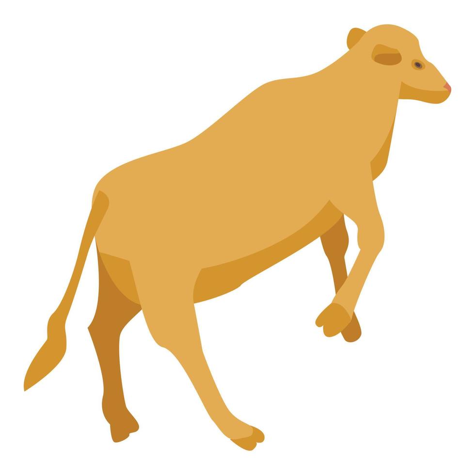 icono de vaca de granja, estilo isométrico vector