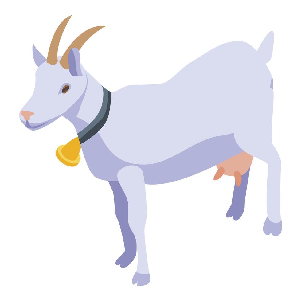 Goat with gold bell icon, isometric style vector