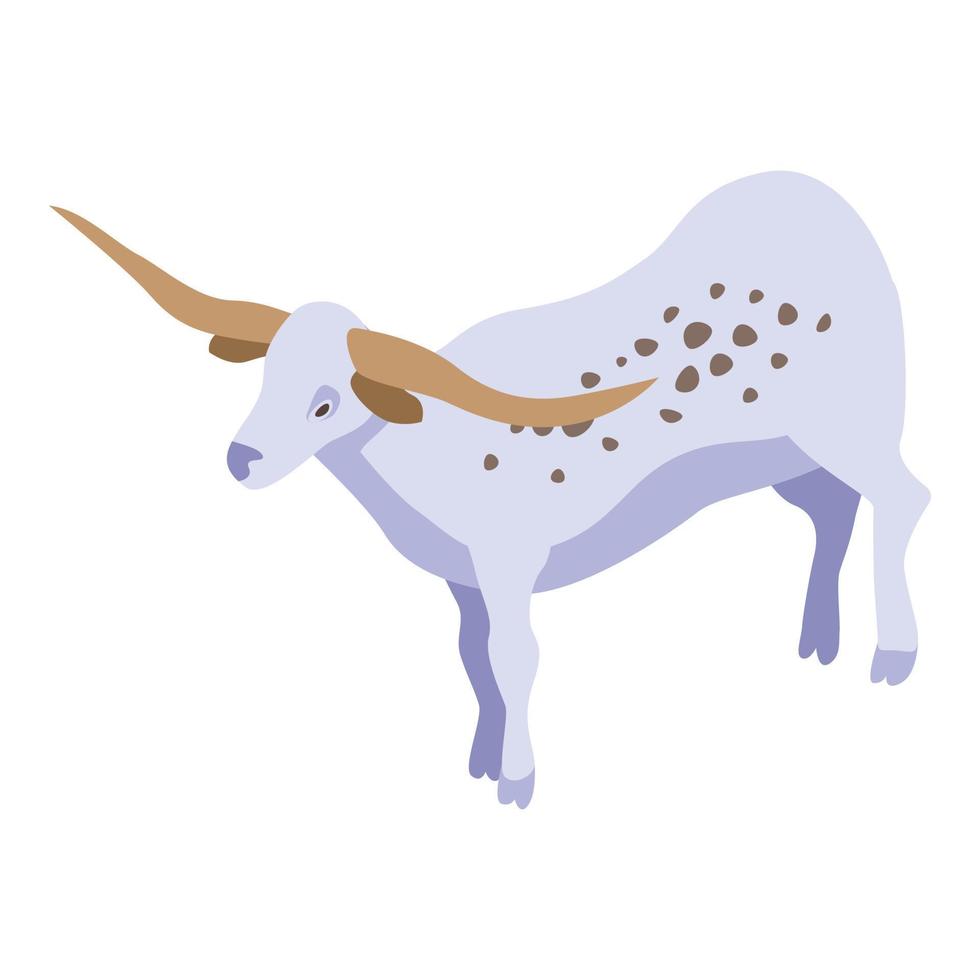 icono de vaca de cuernos largos, estilo isométrico vector