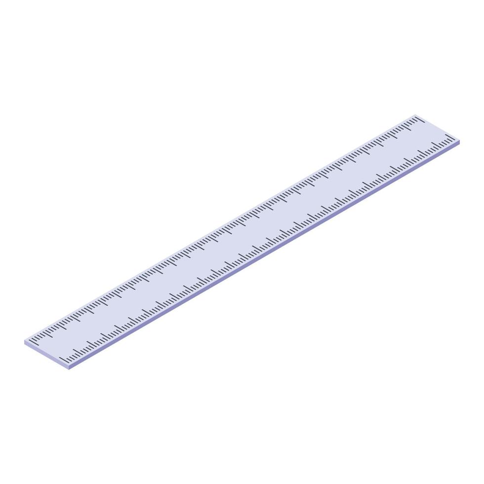 Steel long ruler icon, isometric style vector