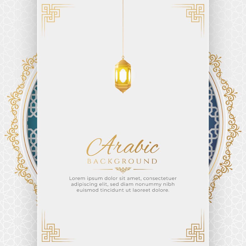 Arabic Islamic Elegant White and golden Luxury Ornamental Background with Arabic Border Pattern vector