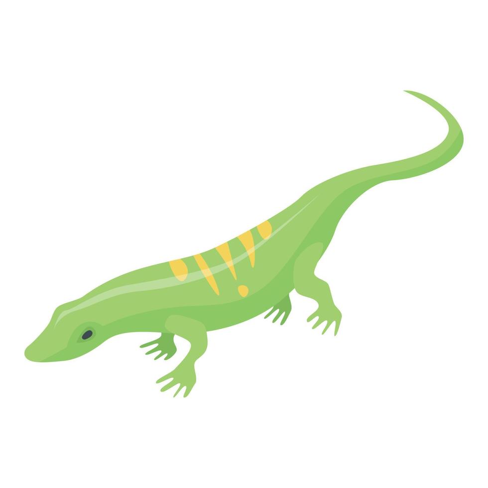 icono de lagarto verde rayado, estilo isométrico vector