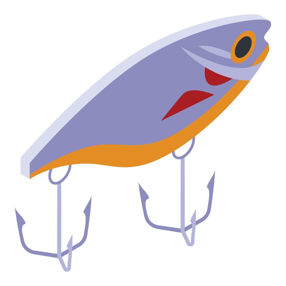 Fake fish bait icon, isometric style vector