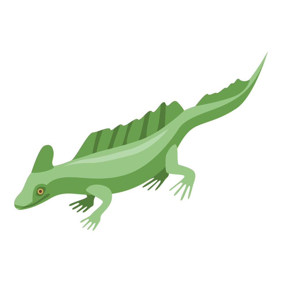 Green lizard icon, isometric style vector