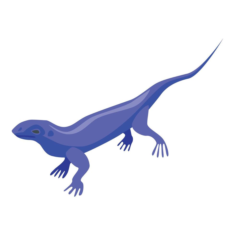 Blue lizard icon, isometric style vector