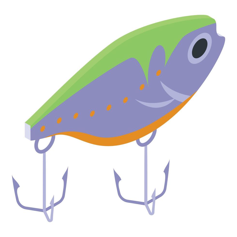 Plastic fishing bait icon, isometric style vector