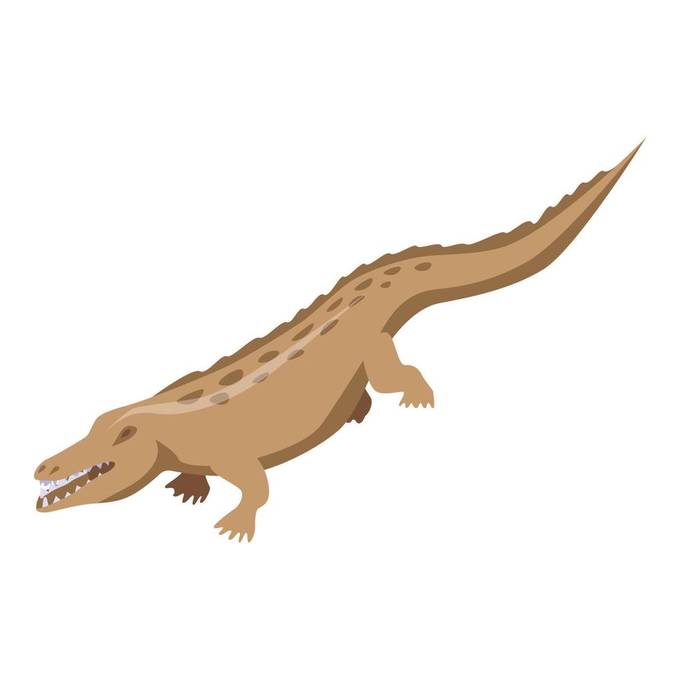 icono de cocodrilo marrón, estilo isométrico vector