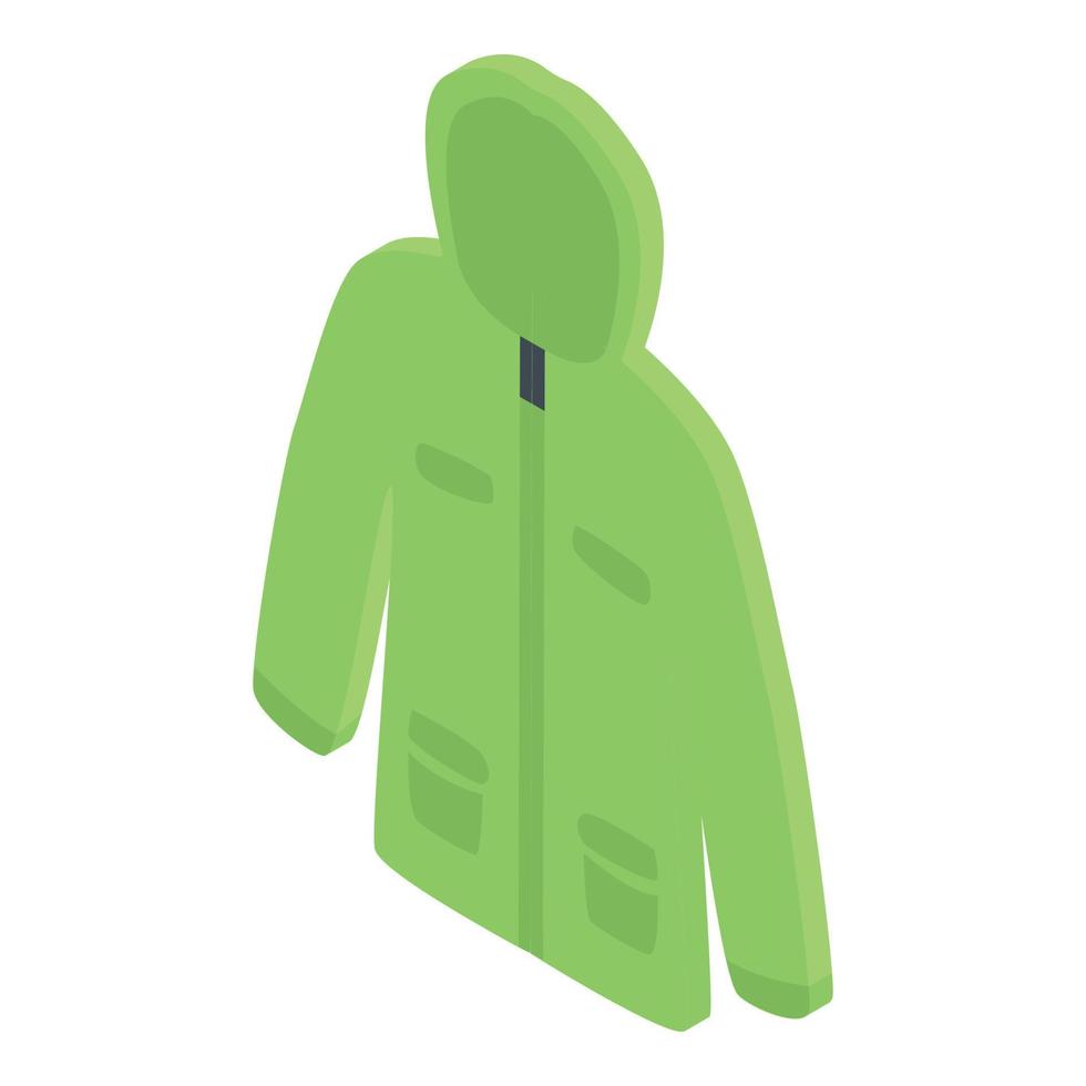 icono de chaqueta impermeable, estilo isométrico vector