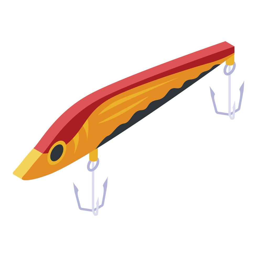Reflective fish bait icon, isometric style vector