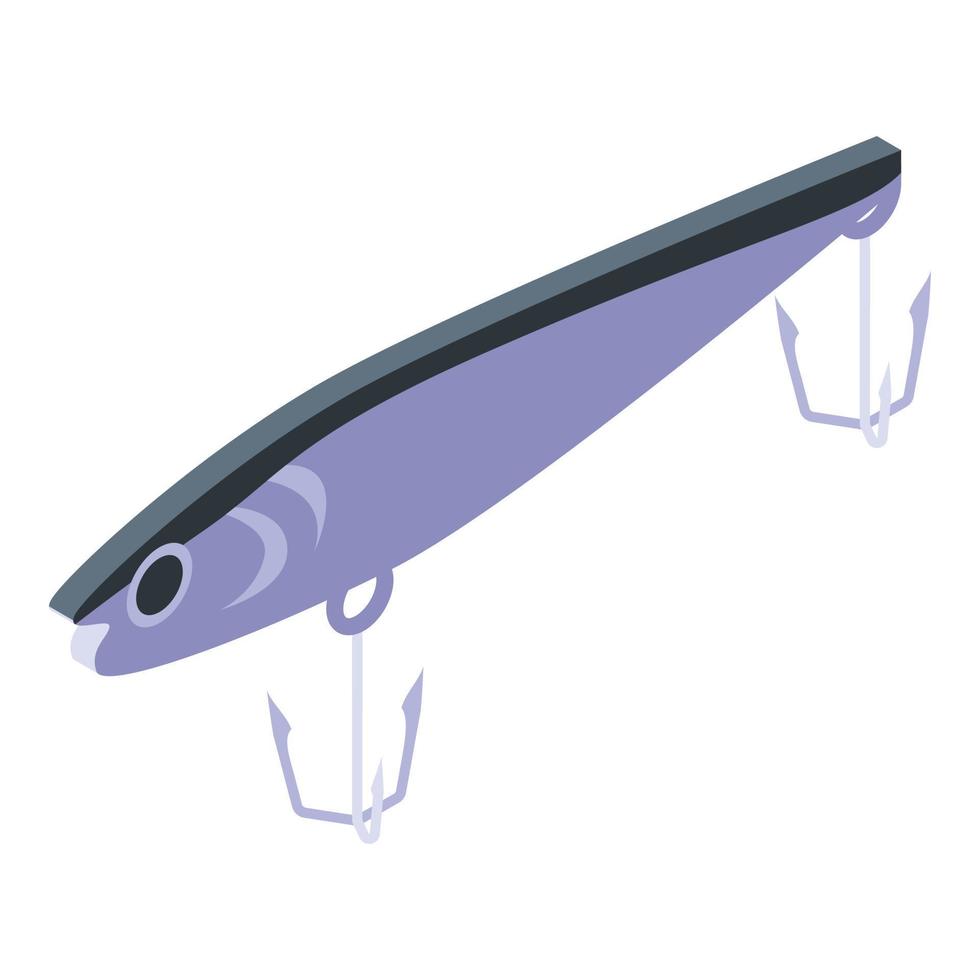 Reflective fish lure icon, isometric style vector