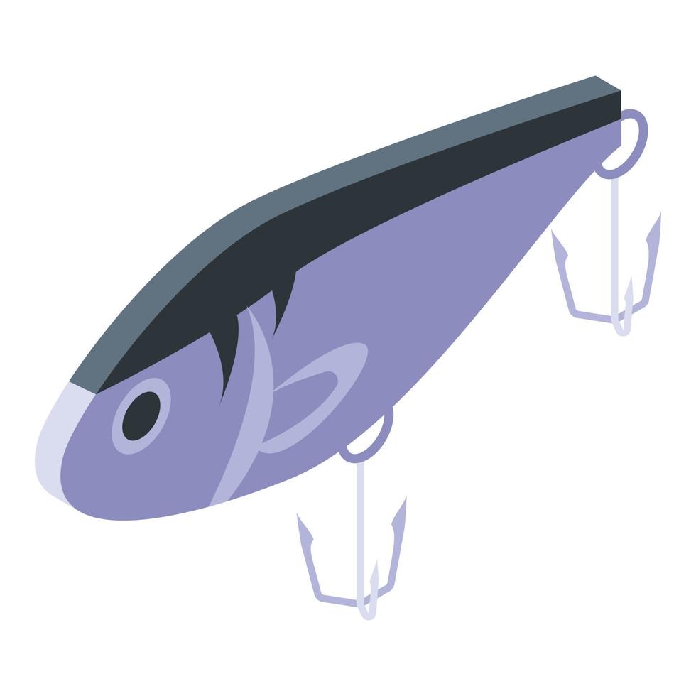 icono de cebo de pesca de salmón, estilo isométrico vector