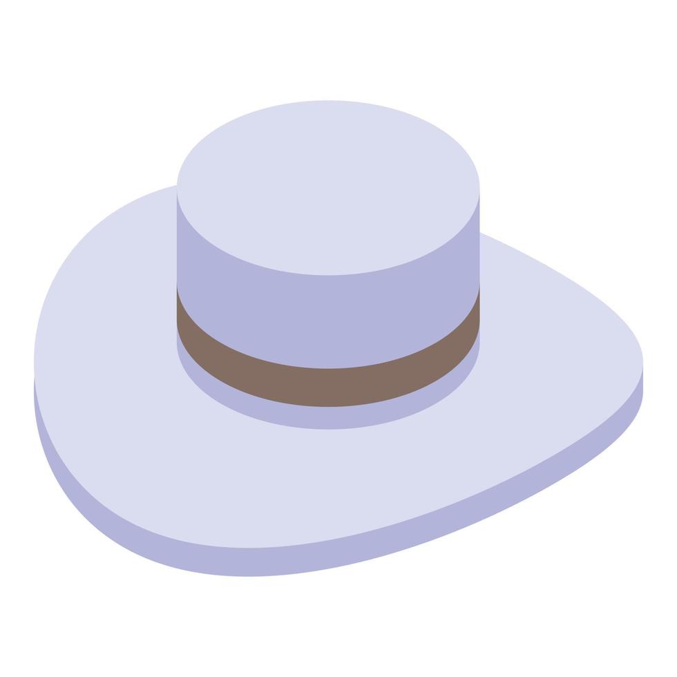 icono de sombrero de hombre blanco, estilo isométrico vector