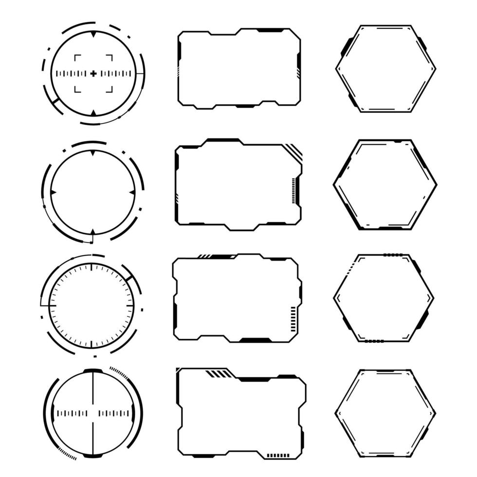 Vector sci-fi HUB futuristic. Fantastic geometric shape technical drawing. Technology abstract frame design element.