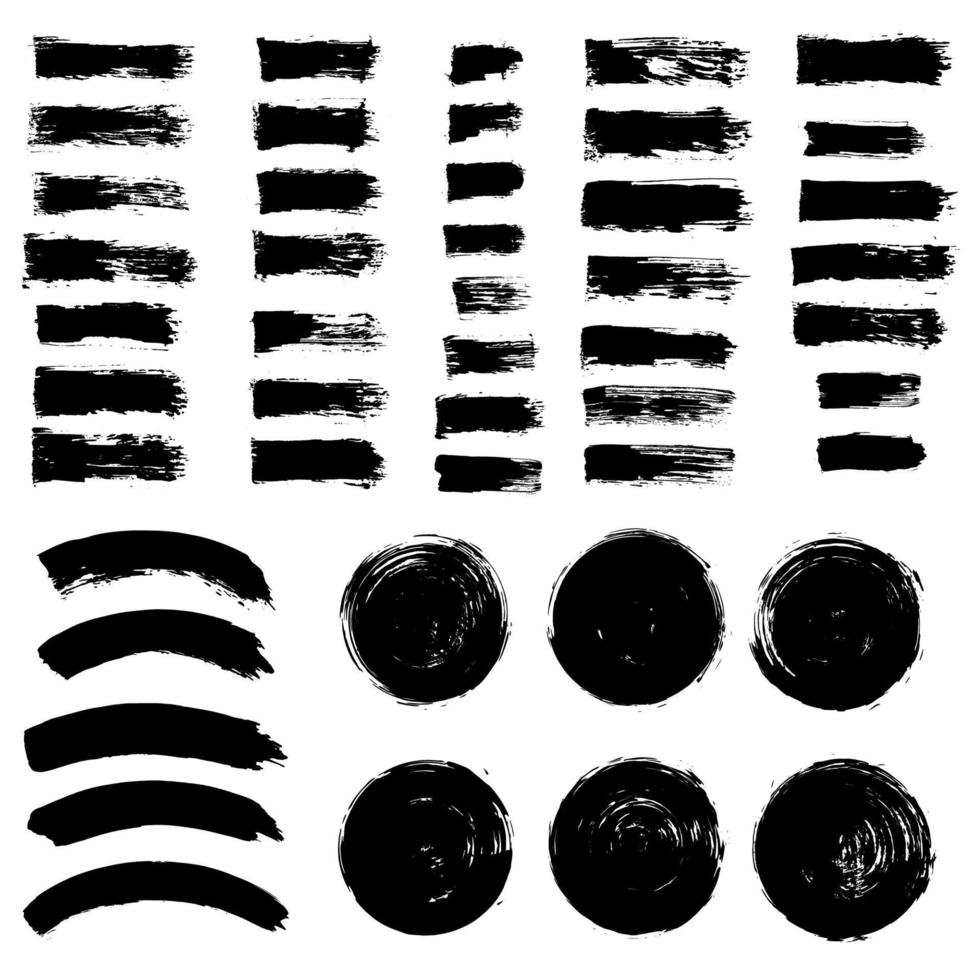 Vector collection grunge brush stroke. Black paint brush.