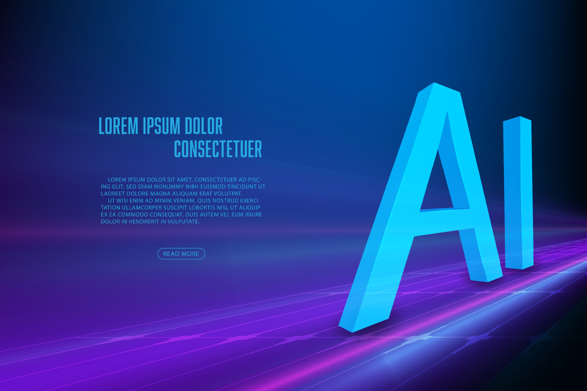 Vector Artificial Intelligence text effect digital and technology