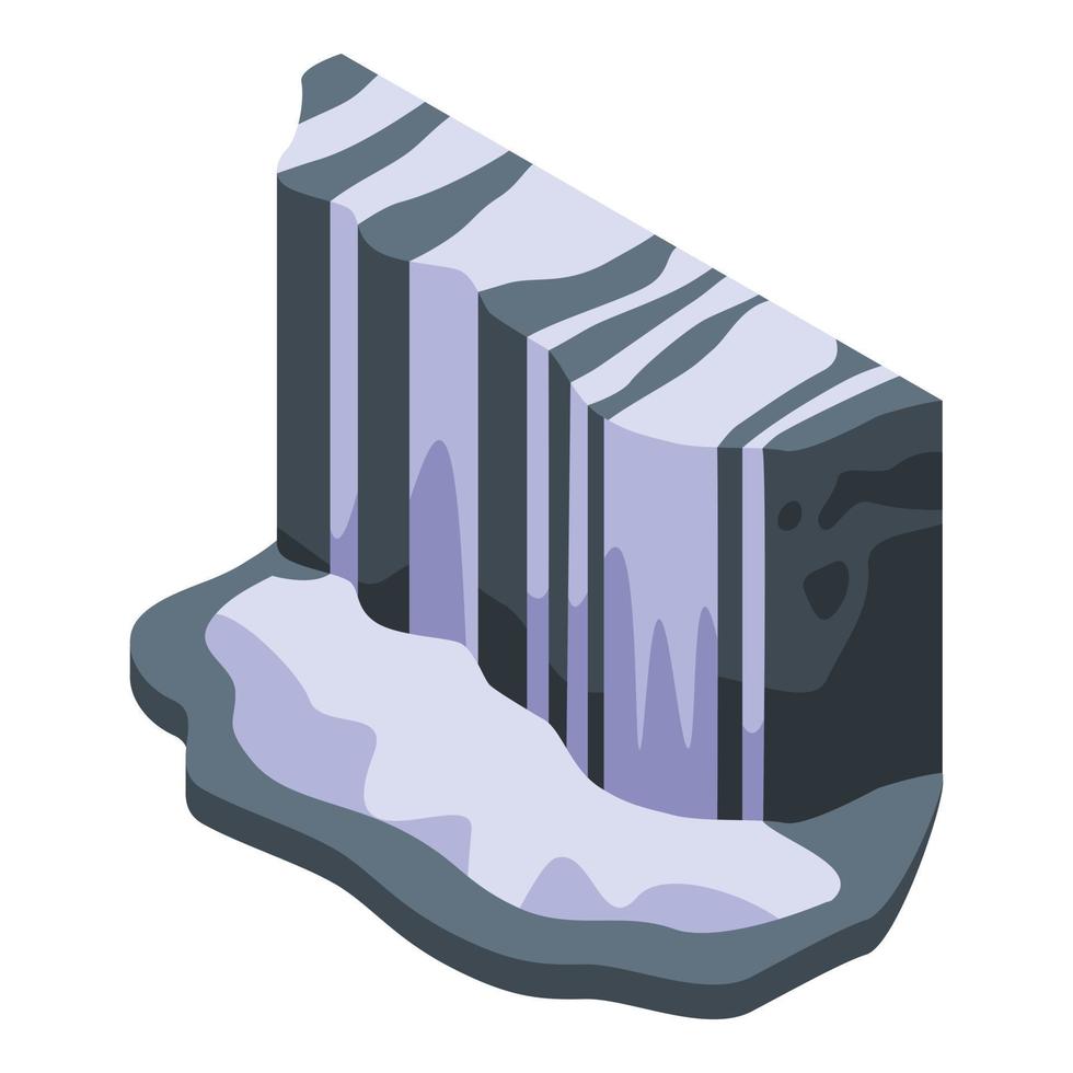 icono de cascada de paisaje, estilo isométrico vector