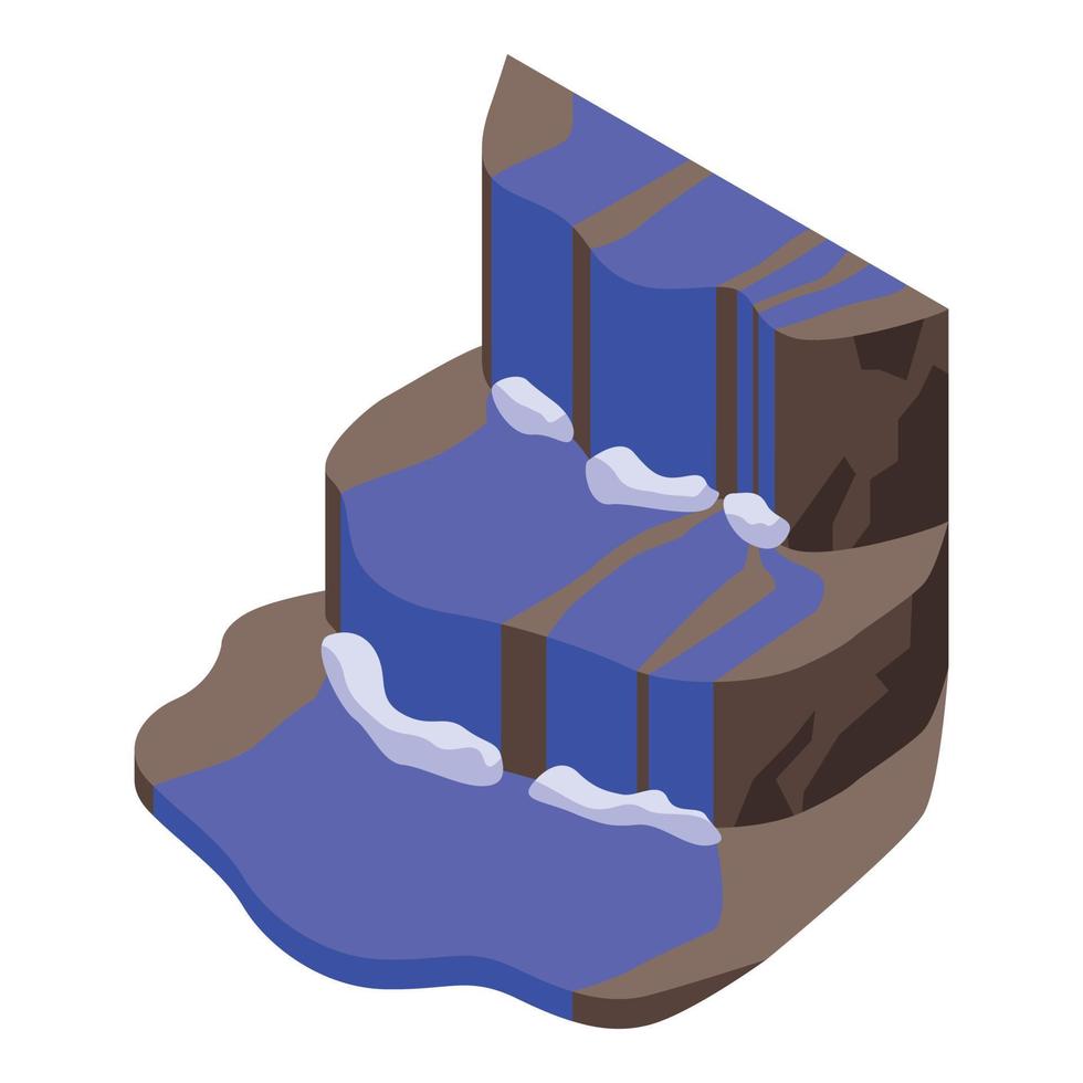 Mountain cascade icon, isometric style vector