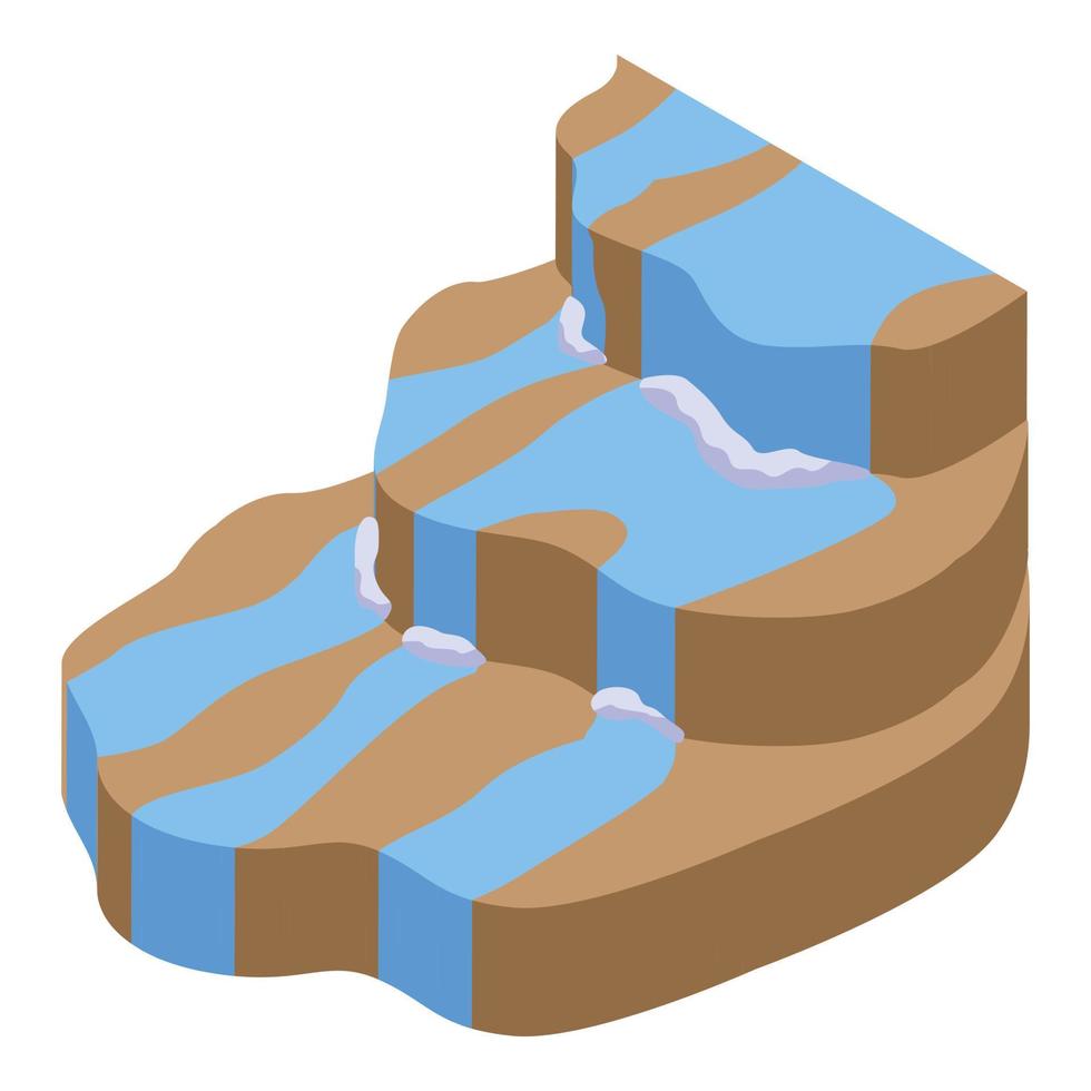 Water cascade icon, isometric style vector