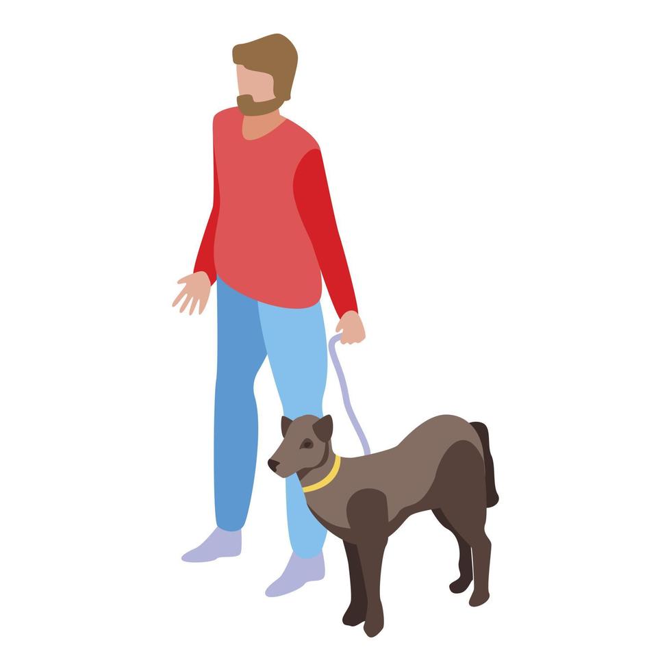 Dog helps a blind person icon, isometric style vector