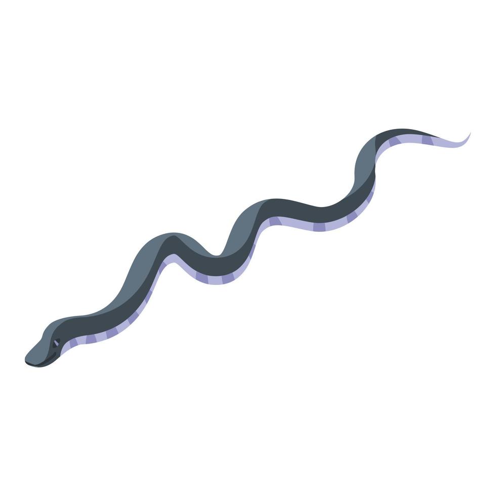 Black snake icon, isometric style vector