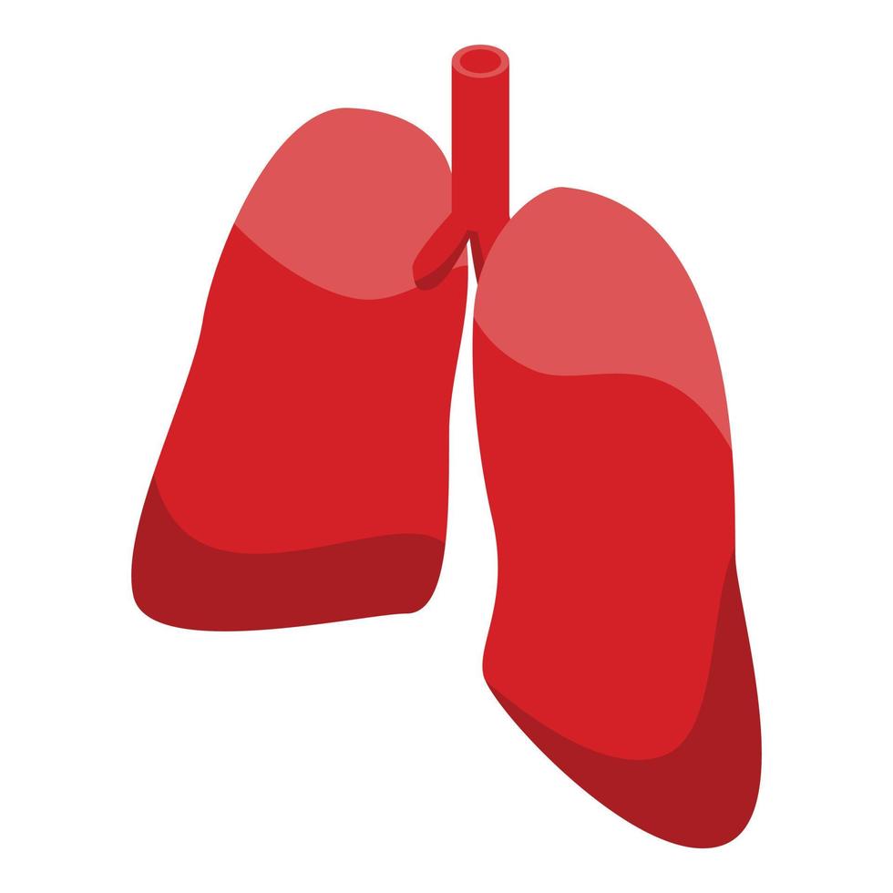 donar órganos icono de pulmones, estilo isométrico vector