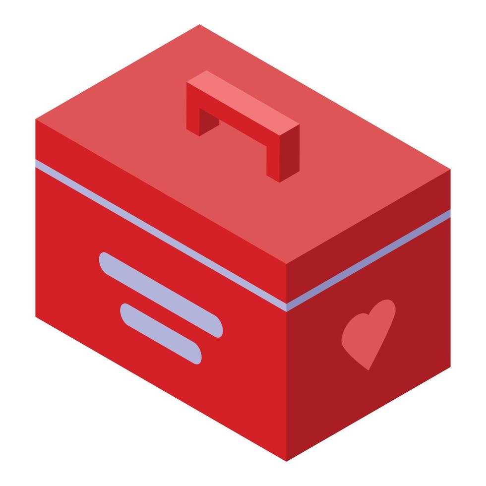 Donate organs box icon, isometric style vector