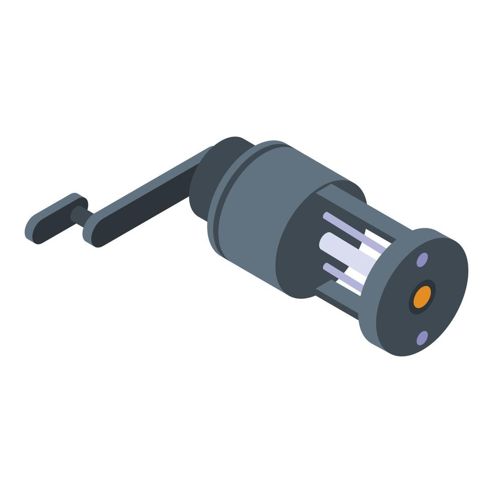 Spinning reel icon, isometric style vector