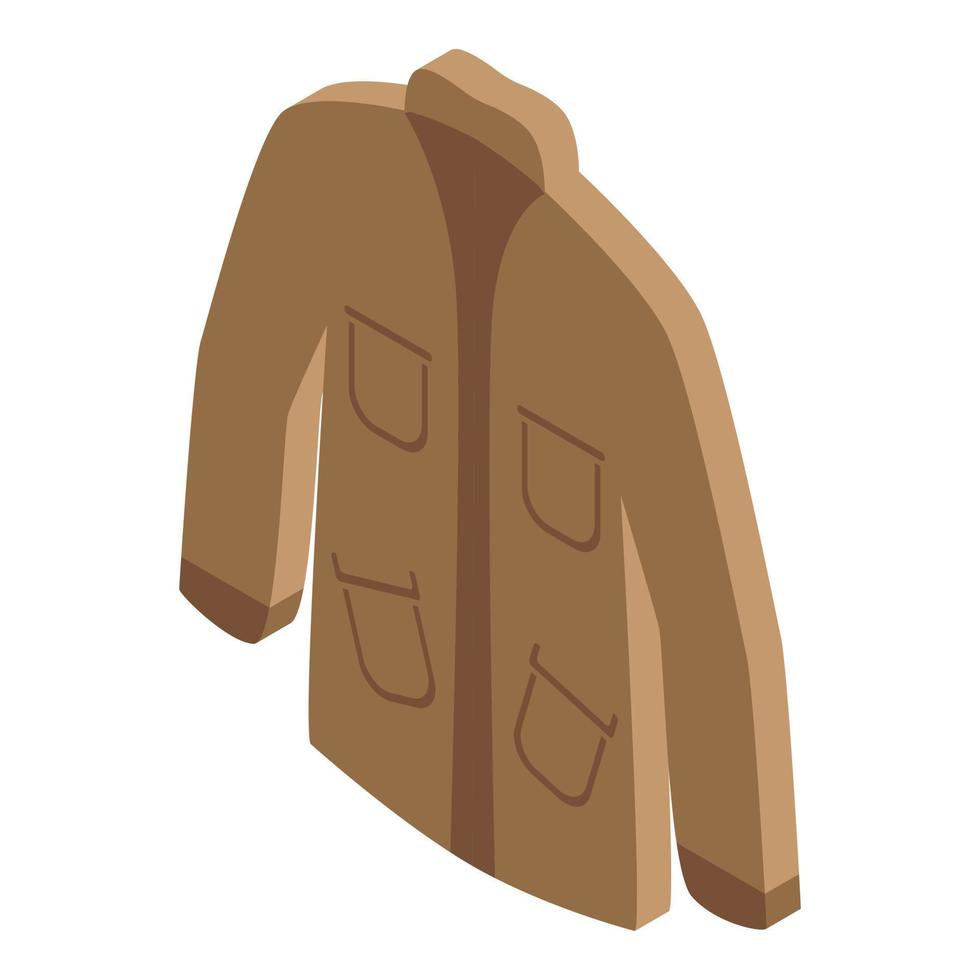 icono de chaqueta safari, estilo isométrico vector