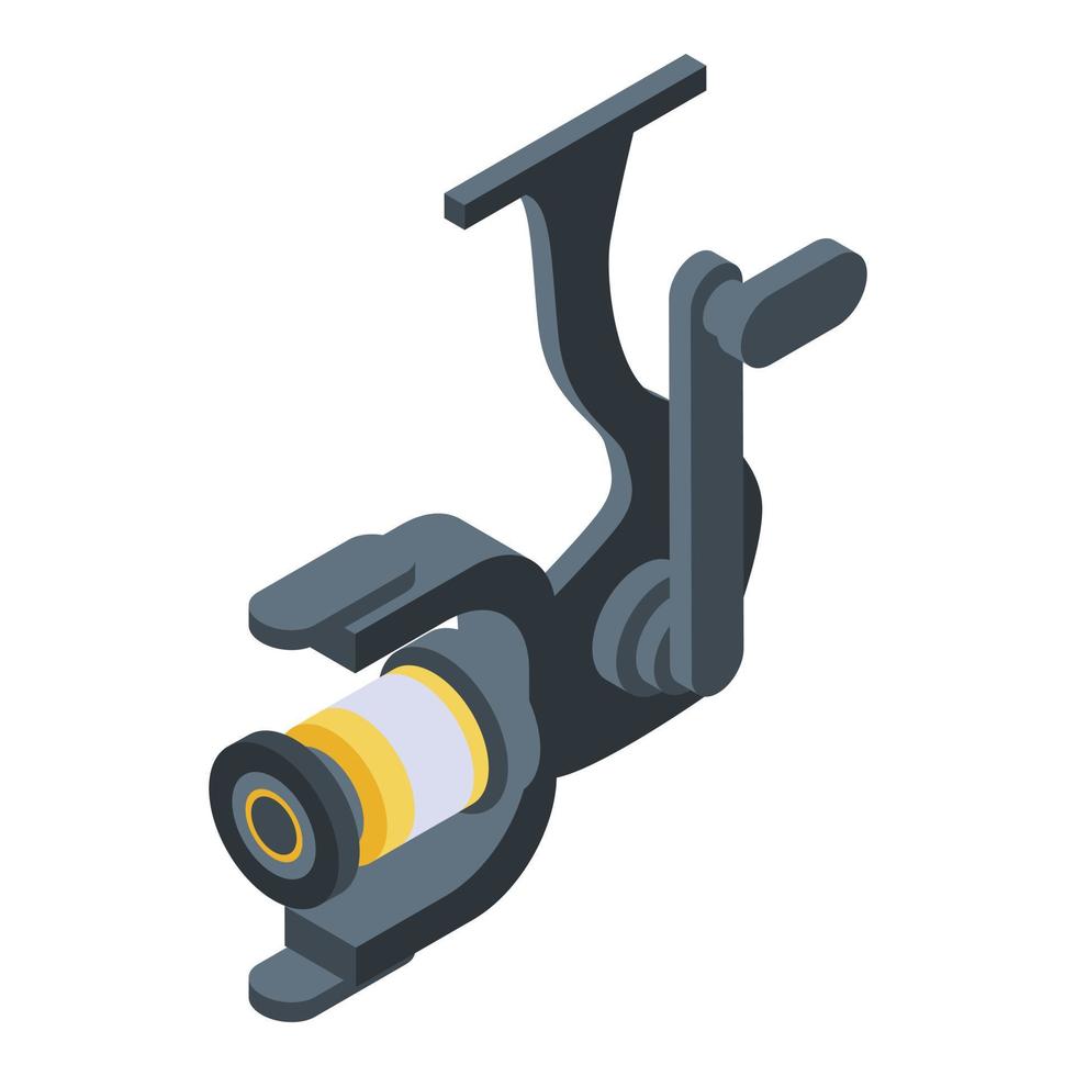 Fishing spinning reel icon, isometric style vector