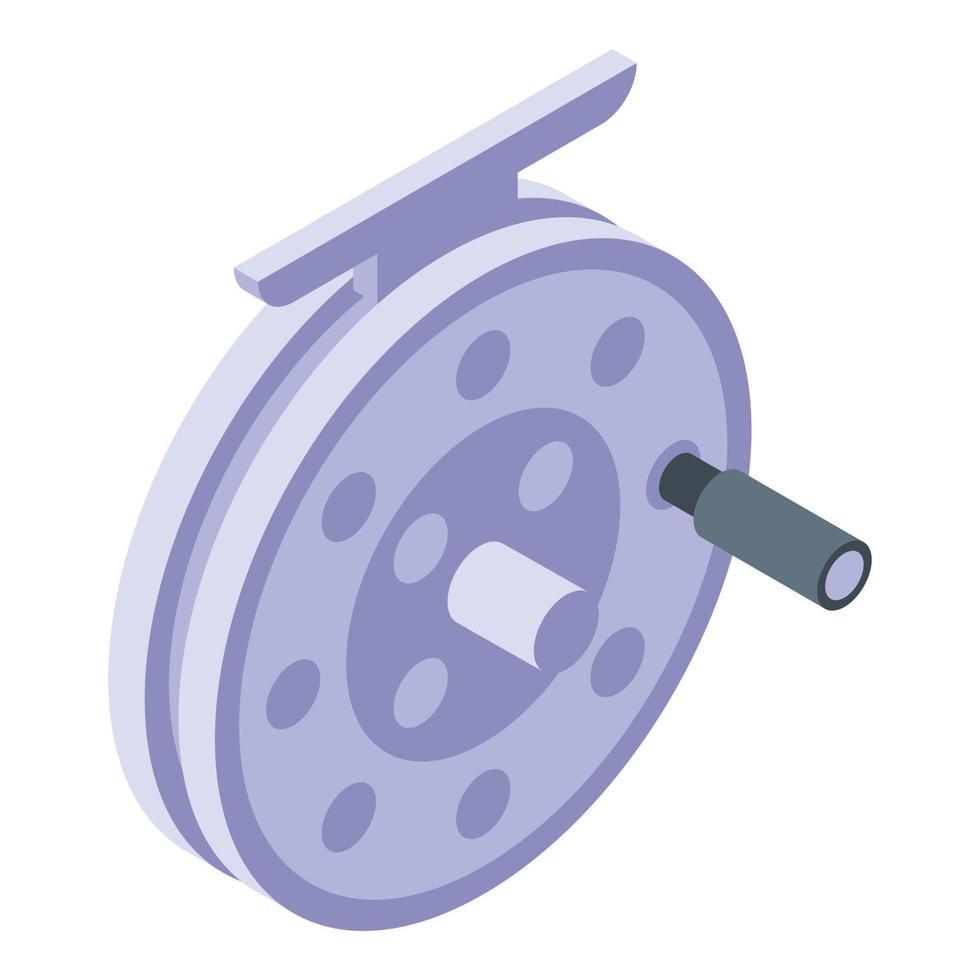 Fly reel icon, isometric style vector