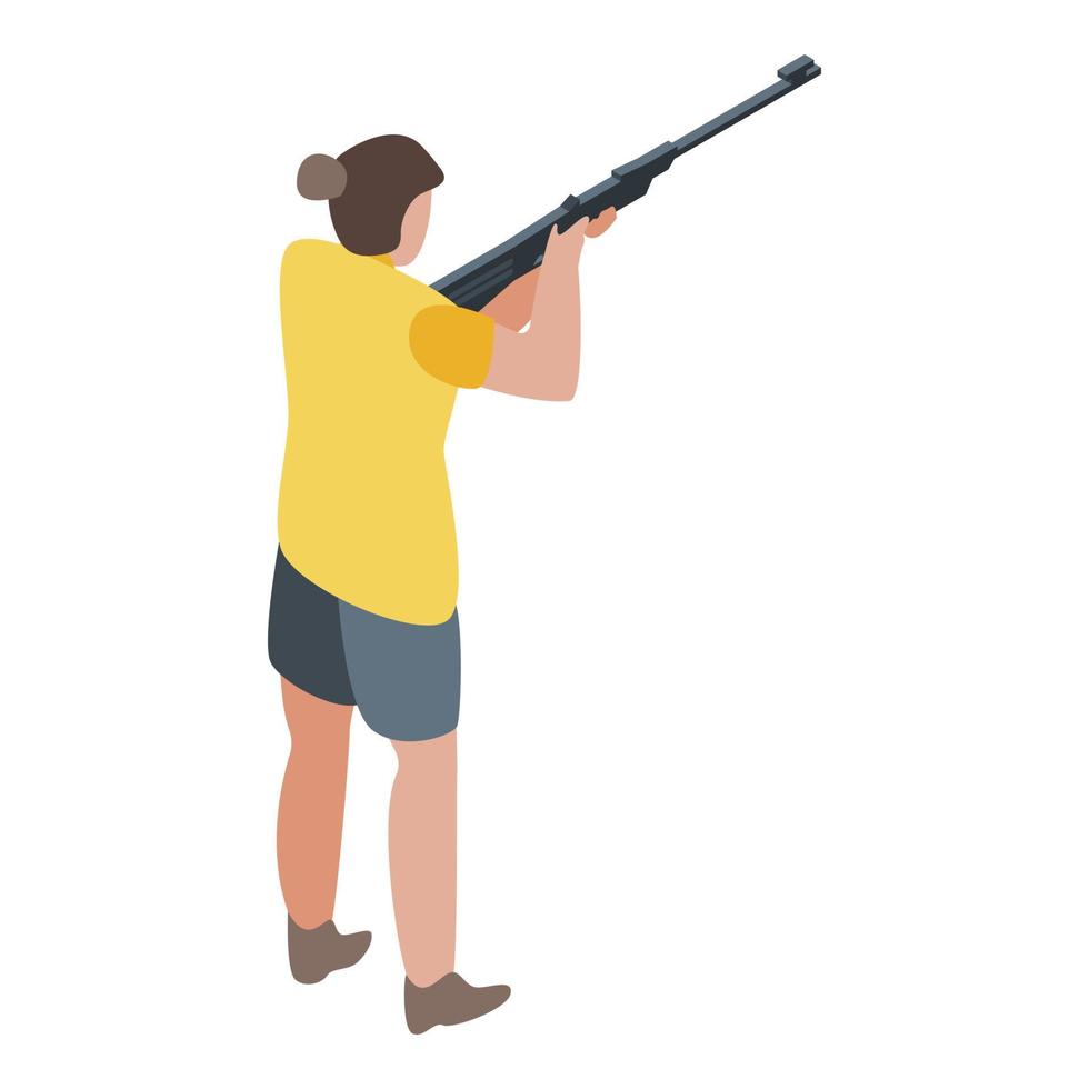 Woman shooter icon, isometric style vector