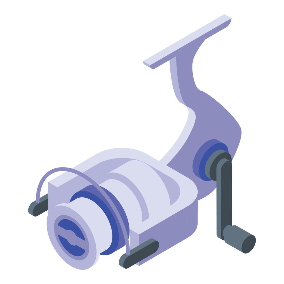 Rod reel spinning icon, isometric style vector